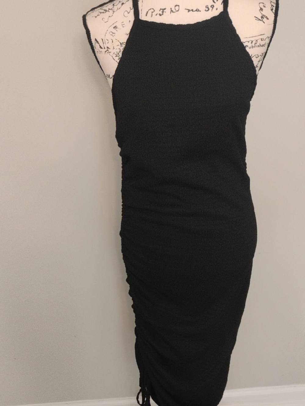 Fashion Nova Black Halter Ruched Midi Dress
